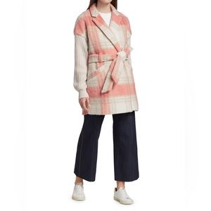 Cinq à Sept Pink Plaid Print Coat